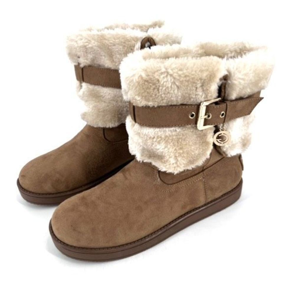 LNWOT Guess Women's Adlen Faux Fur Round Toe Ankle Boots Brown Tan Size 7